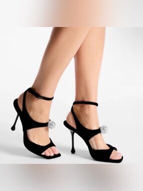 Jimmy CHOO ORB 95 Black Velvet with Crystal Sphere